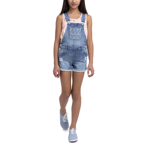 girls denim overall shorts